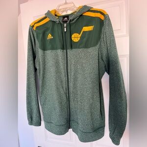 Adidas Utah Jazz Dark Green and Yellow Hoodie with Logo